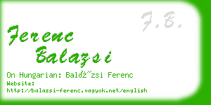 ferenc balazsi business card